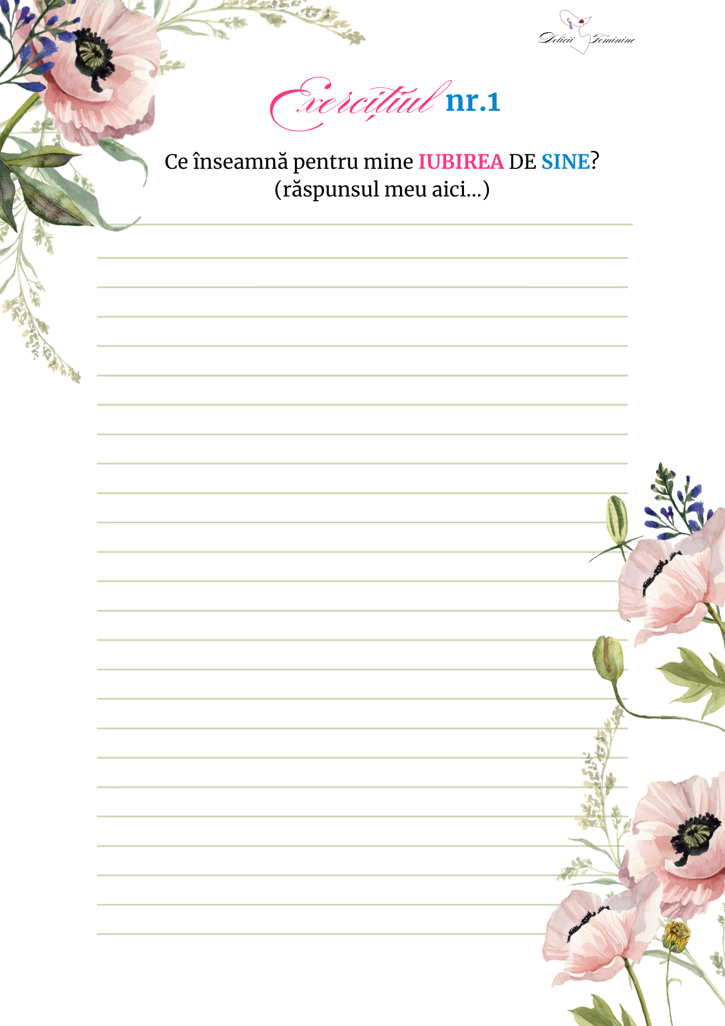 IUBIREA DE SINE-Jurnal de lucru (produs digital)